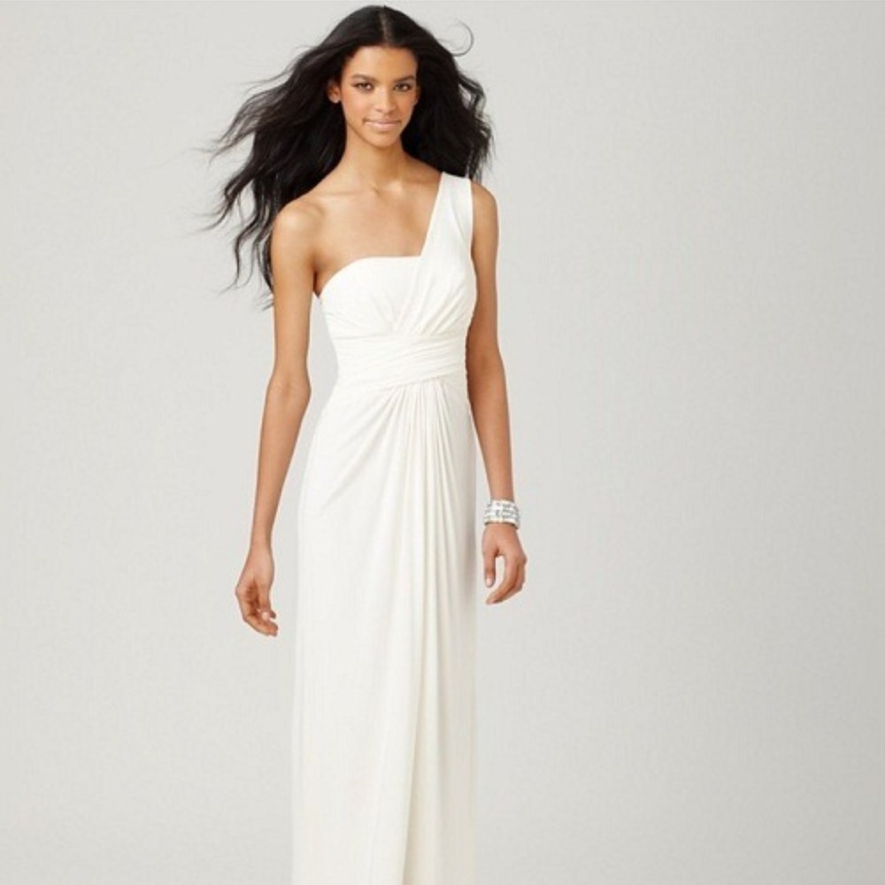 BCBG MATILDE ONE-SHOULDER DRAPED GOWN